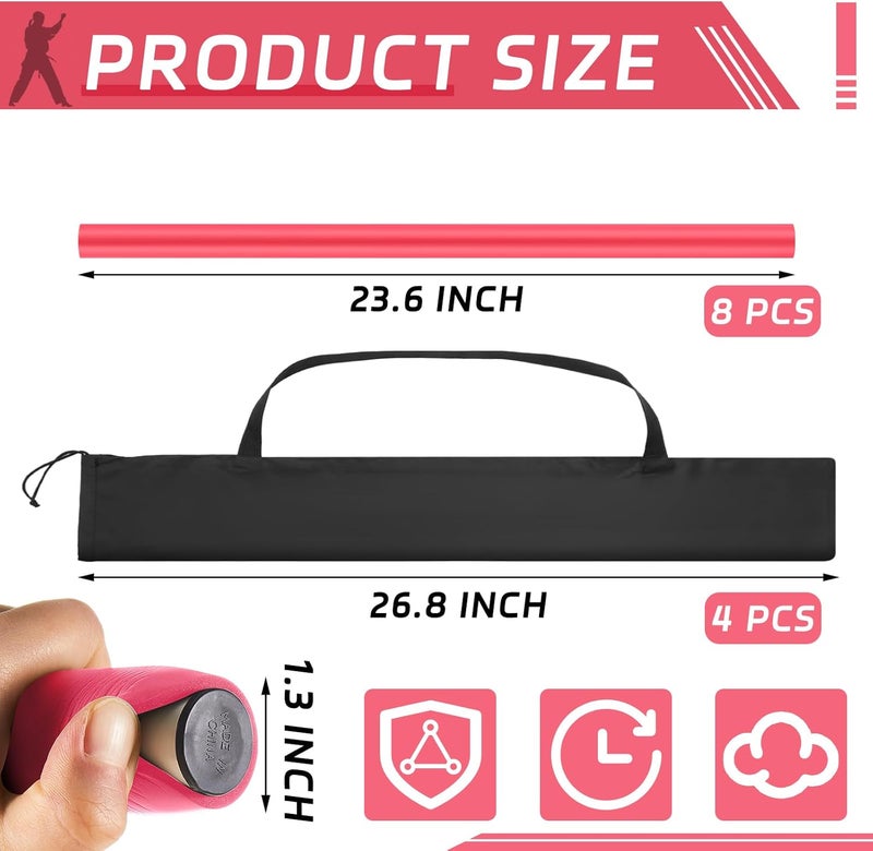 Motionchic 8 Pieces 23.6 Inches Foam Padded Escrima Sticks for Safe Practice Training Martial Arts and Karate with 4 Carry Bag Case - Image 3